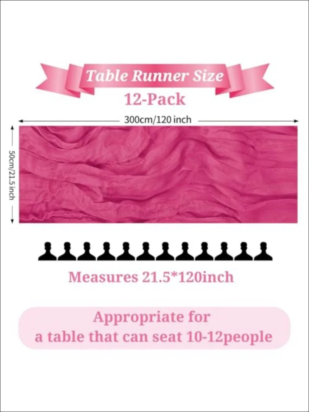 12 Pack Cheesecloth Table Runner 21.5x120 Inch Boho Polyester